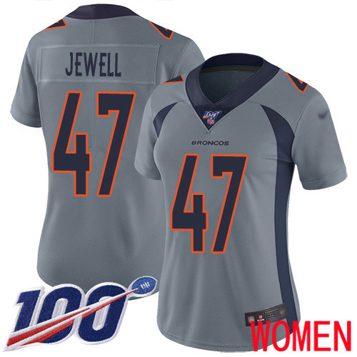 Women Denver Broncos #47 Josey Jewell Limited Silver Inverted Legend 100th Season Football NFL Jersey->women nfl jersey->Women Jersey